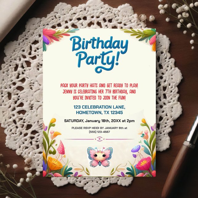 Colorful Kids Birthday Party Invitation Postcard (Creator Uploaded)