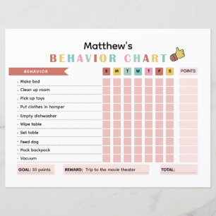Colorful KidsBehavior Chart for Improving Behavior