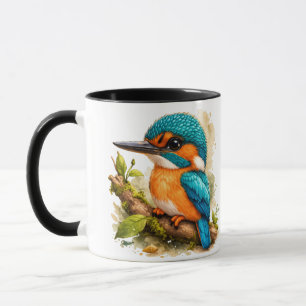 Colorful Kingfisher Bird Watercolor Coffee Mug