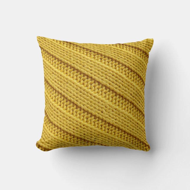 Colorful knitted textile texture. Yellow. Cushion (Front)