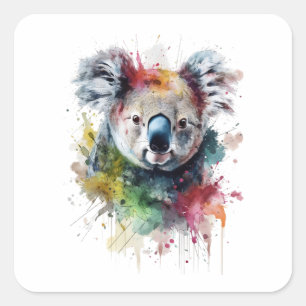 Colorful Koala: A vibrant illustration Square Sticker