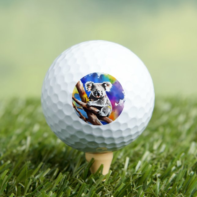 Colorful Koala Bear Watercolour Splash, Golf Balls (Insitu Tee)