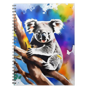 Colorful Koala Bear Watercolour Splash, Notebook