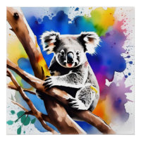 Colorful Koala Bear Watercolour Splash,