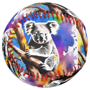 Colorful Koala Bear Watercolour Splash, Softball