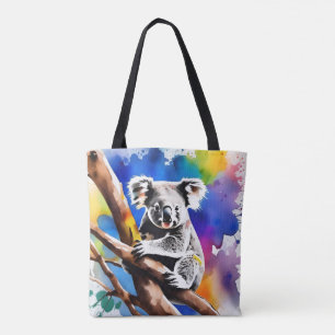Colorful Koala Bear Watercolour Splash, Tote Bag