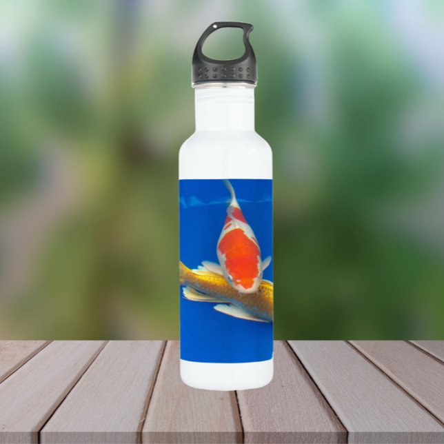 Colorful Koi in Blue Pool 710 Ml Water Bottle (In Situ)
