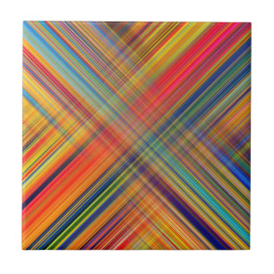 Colorful Kriss Kross Pattern Ceramic Tile