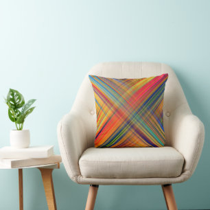 Colorful Kriss Kross Pattern Plaid Cushion