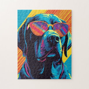 Colorful Labrador with sunglasses Jigsaw Puzzle