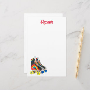Colorful lady funky hair watercolor stationery