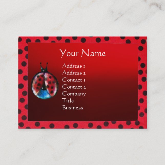 COLORFUL LADYBUG MONOGRAM PHOTO TEMPLATE BUSINESS CARD (Front)