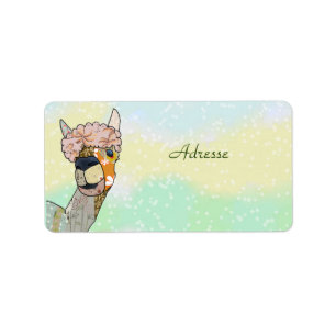 colorful Lama address sticker