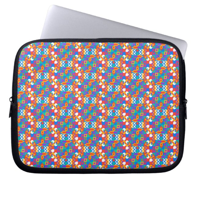 Colorful laptop sleeve with a vibrant geometric  (Front)
