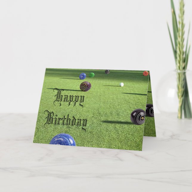 Colorful Lawn Bowls Happy Birthday, Card (Front)