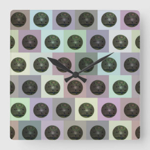 Colorful Lawn Bowls Pattern, Square Wall Clock