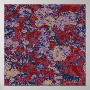 Colorful leaf and flower camouflage pattern poster