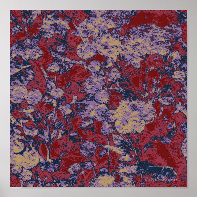 Colorful leaf and flower camouflage pattern poster (Front)