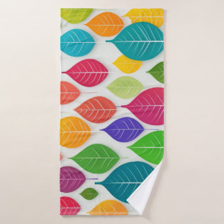 Colorful Leaves Pattern Abstract Minimalistic Bath Bath Towel