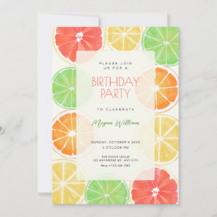 Colorful lemon birthday invitation