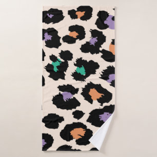 Colorful leopard animal design and backgroundprint bath towel