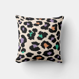 Colorful leopard animal design and backgroundprint cushion