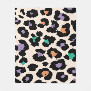 Colorful leopard animal design and backgroundprint fleece blanket