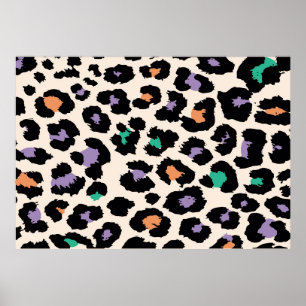 Colorful leopard animal design and backgroundprint poster