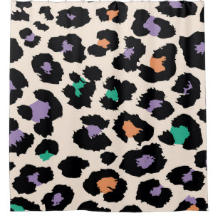 Colorful leopard animal design and backgroundprint shower curtain