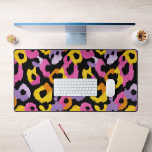 Colorful Leopard Pattern y2k Retro Chic Aesthetic  Desk Mat