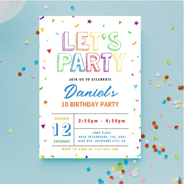 Colorful Lets Party birthday Invitation (Creator Uploaded)