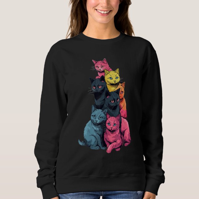 Colorful LGBT Pride American Shorthair Cat Pile Sweatshirt (Front)