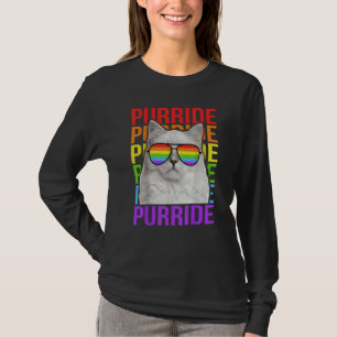 Colorful LGBT Purride Gay Pride Rainbow Flag Cat Q T-Shirt