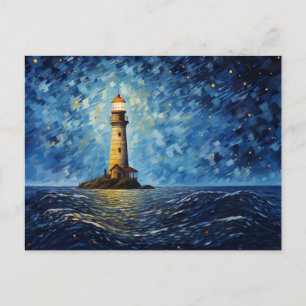 colorful lighthouse maritime landscape postcard