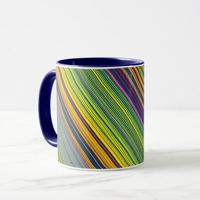 Colorful Line Pattern Coffee Mug (Front Left)