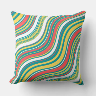 Colorful lines blue and red modern summer cushion