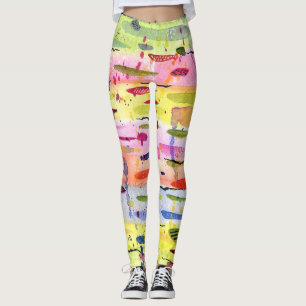 Colorful Lines Watercolor Abstract Leggings