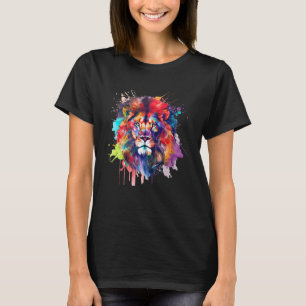 Colorful Lion Head Splash Lion  Men Women Kid T-Shirt