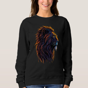 Colorful Lion Illustration Pride Animal Strong Gra Sweatshirt