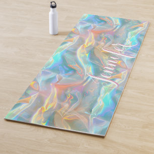 Colorful Liquid Iridescent Pastel Holographic Yoga Mat