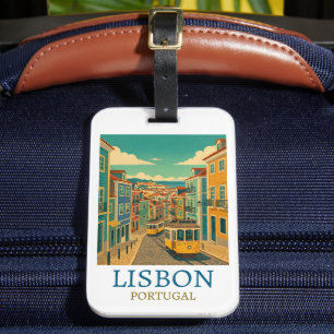 Colorful Lisbon Portugal Travel Illustration Luggage Tag