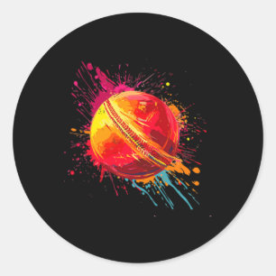 Colorful Ll Splash Art Cricket Lover Classic Round Sticker