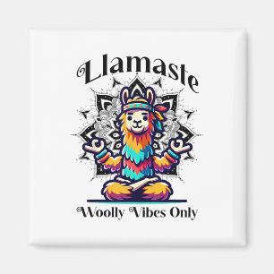 Colorful Llama Meditating For Yoga Lovers Magnet
