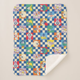 Colorful LOONEY TUNES™ Checker Toss Pattern Sherpa Blanket