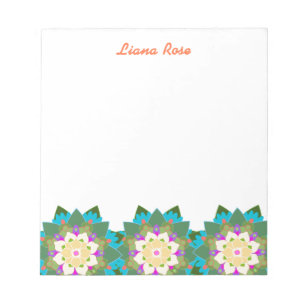 Colorful Lotus Floral Personalized Notepad