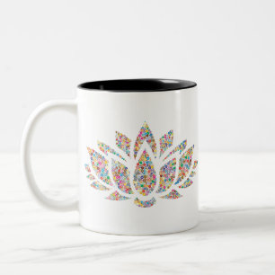 Colorful Lotus Flower Two-Tone Coffee Mug