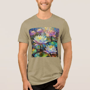 Colorful Lotus Flowers Blossoming in the Snow Tri-Blend Shirt