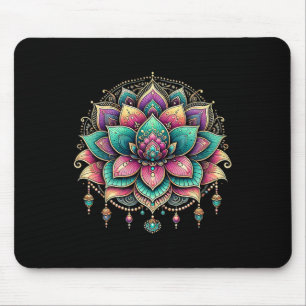 Colorful Lotus Mandala Art Design Mouse Pad