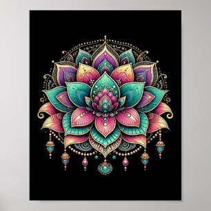 Colorful Lotus Mandala Art Design  Poster