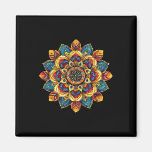 Colorful Lotus Mandala Boho Yoga Meditation Magnet